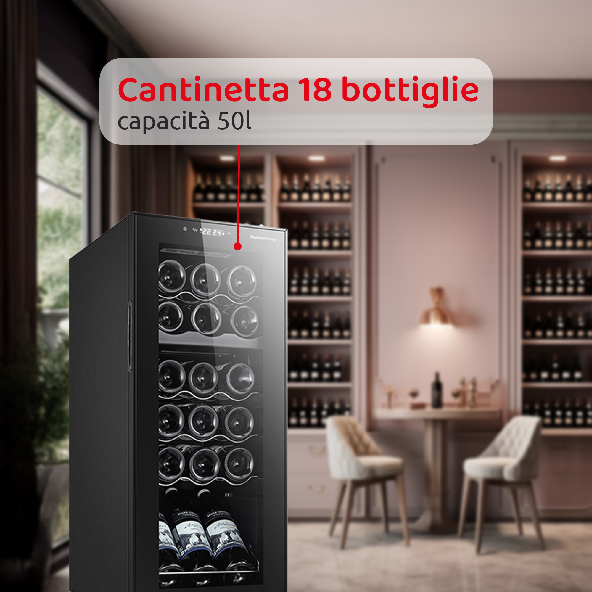 Cantinetta VERMENTINO 18 C DUAL - 18 bottiglie doppia temperatura con compressore