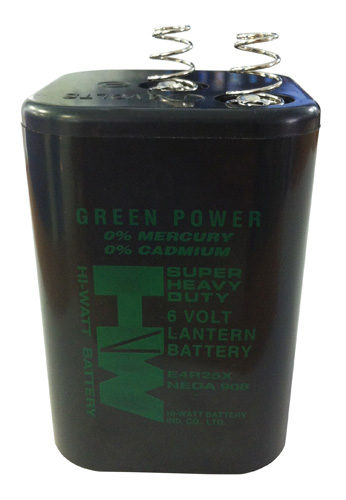Hi Watt Zinc-Carbon E4R25X 6V battery. Pack of 6 batteries