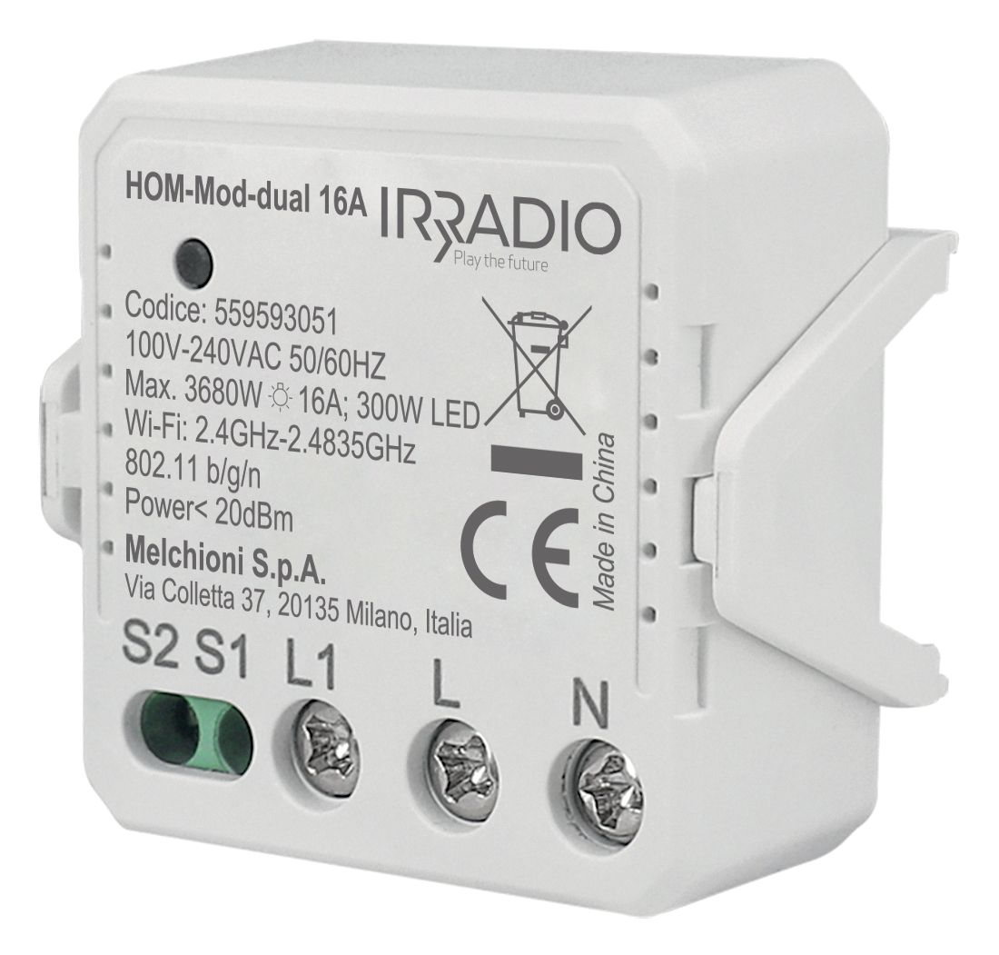 16A Flush-Mount Switch Module 1 Channel WiFi HOM-MOD-DUAL 16A