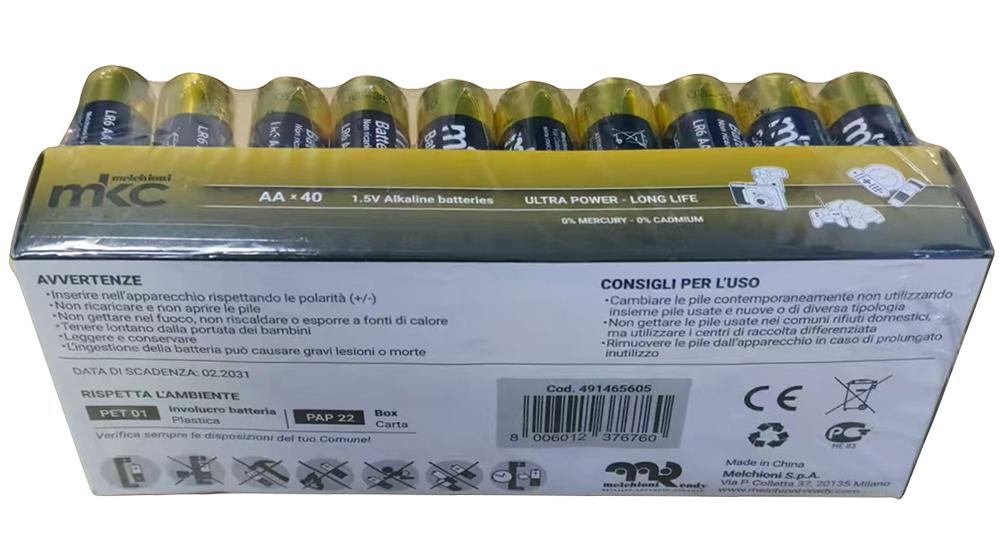 BATTERIA R06 AA ALCALINA MKC BOX 40PZ