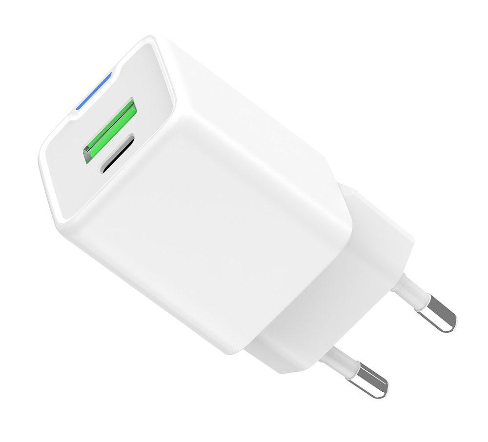 20W USB GAN Charger PD 1 USB-C + 1 USB-A White