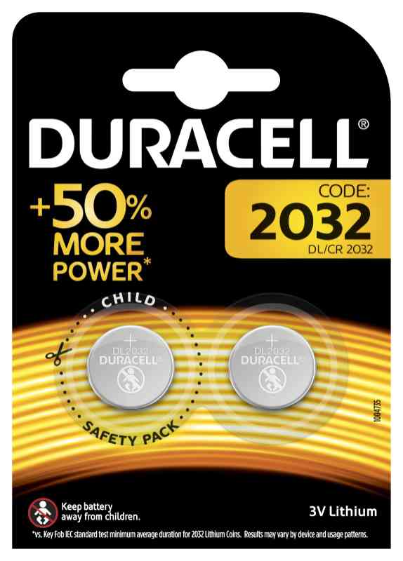 Batteria Duracell electronics CR2032 in blister da 2 pile