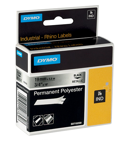 DYMO 470004123 Rhino 19 mm permanent polyester black on metal