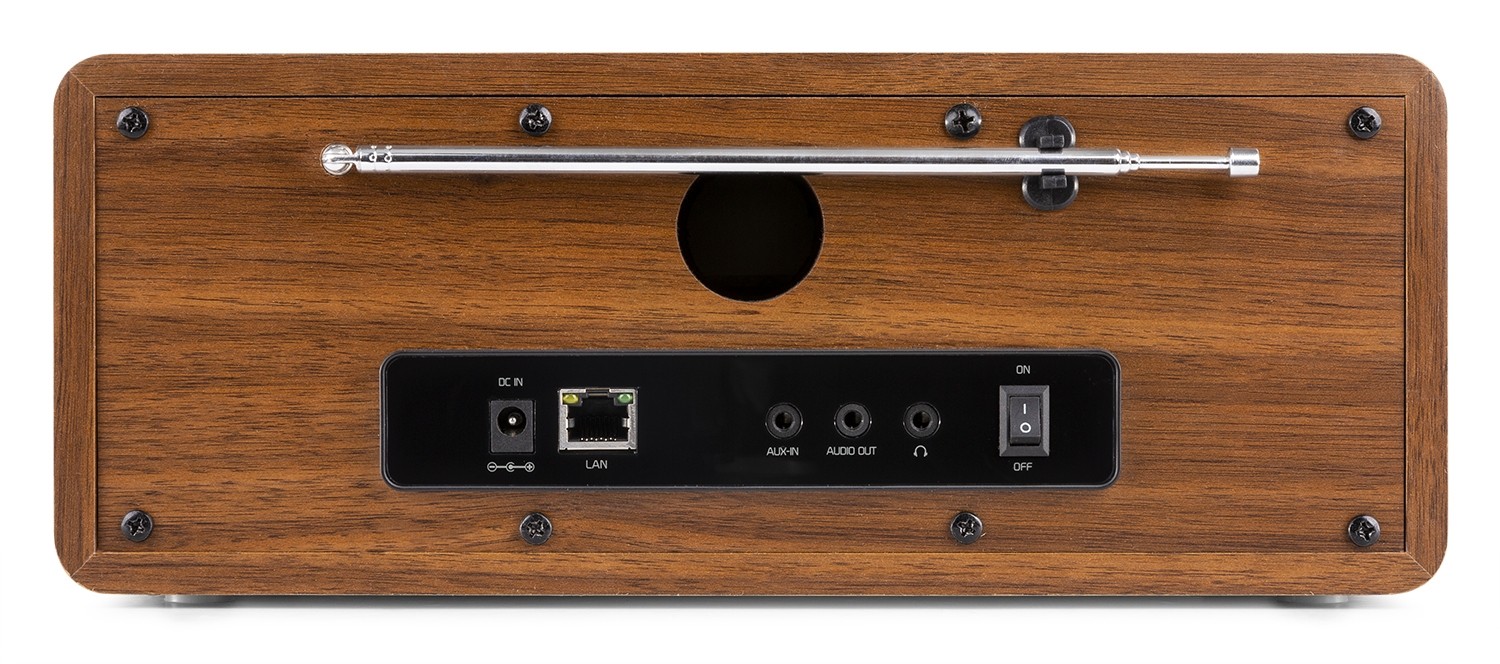 Roma, WiFi Internet radio con batteria integrata e display a colori, colore noce