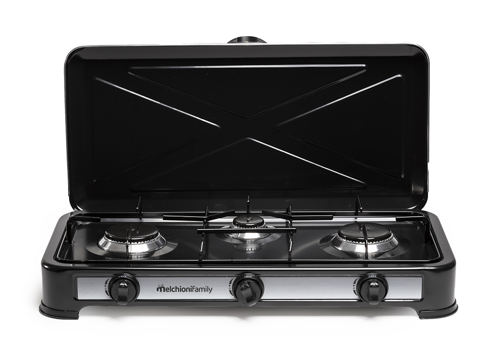 Fornello a gas MINERVA 3 NEW -  3 fuochi nero