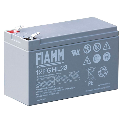 Rechargeable lead-acid battery 12V 7.2Ah longlife terminal faston 6.3 mm FIAMM