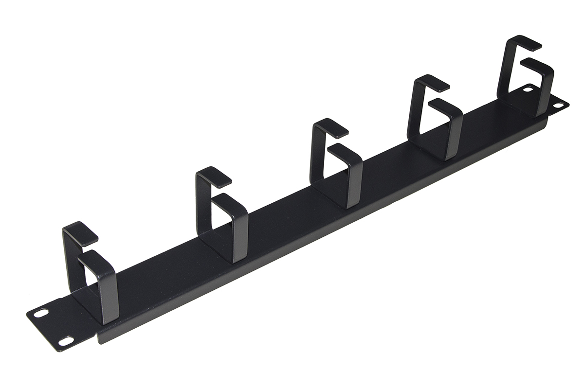 MKORG1UN - LISTELLO GUIDACAVI PER ARMADI 19'' 1 UNITA' 5 ANELLI COLORE NERO IN METALLO