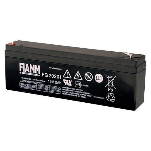 Batteria al piombo ricaricabile 12V 2Ah terminale faston 4.8mm FIAMM