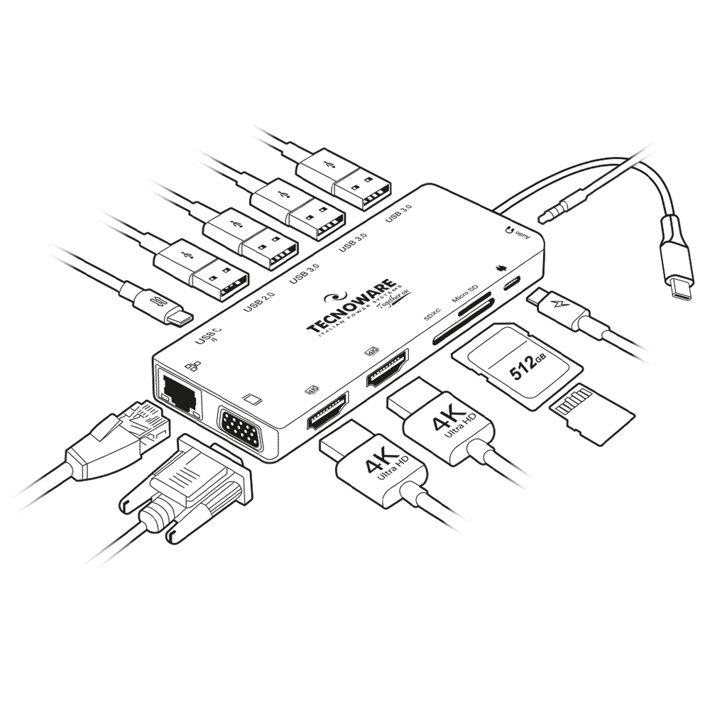 USB TYPE-C HUB ADAPTER 13 in 1