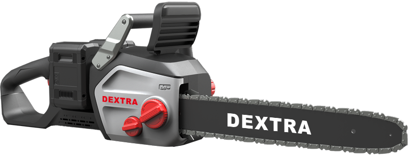 Motosega brushless 40V (2x20V) 14”/16” con velocità variabile 12–20 m/s e sistema di tensionamento della catena senza utensili DEXTRA