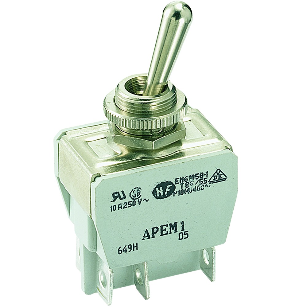 INTER.BIP. LEVA METALLICA C/6,3 15A 250V - ON/OFF APEM IL0641