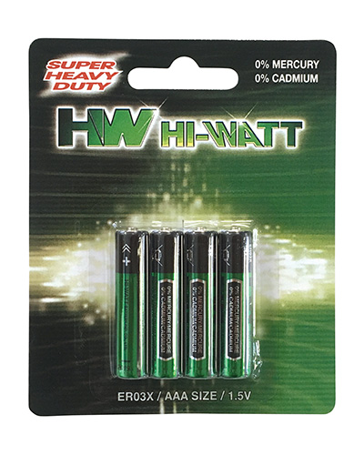 Hi Watt Zinc-Carbon AAA 1,5V battery. Pack of 30 batteries