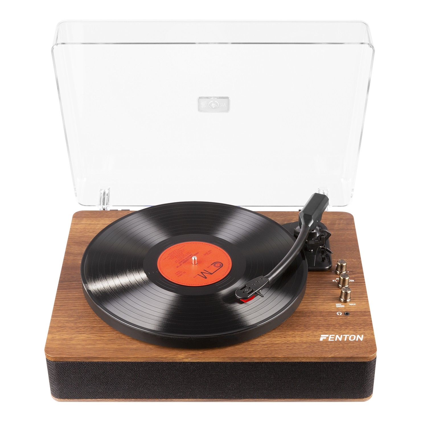 Giradischi HI-FI HQ, Amplificato con altoparlanti integrati e ricevitore Bluetoothcon, finitura in legno di noce RP162
