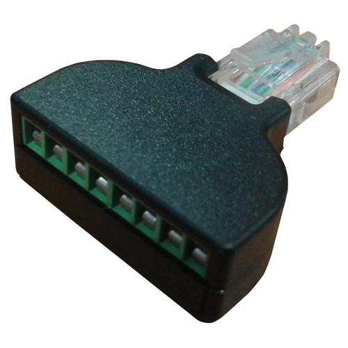 JBCRYS-01 Adapter from plug 8p8c rg45 to Clamps screwed