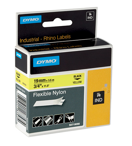 DYMO 470004110 Rhino 19 mm flexible nylon black on yellow