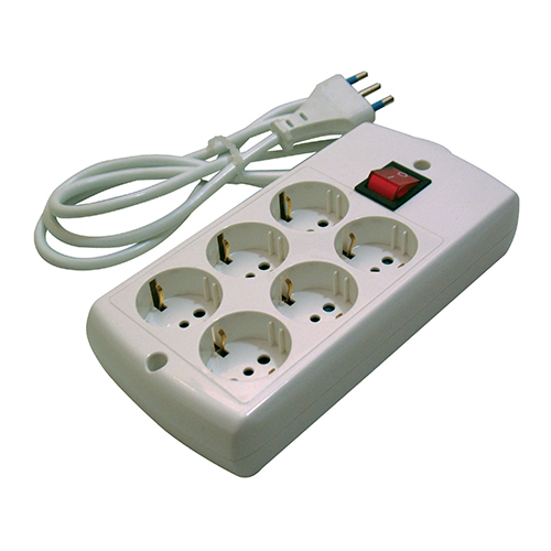 Multipresa bianca n6 prese schuko/bipasso spina 2p+t 16a con interr. WINNER