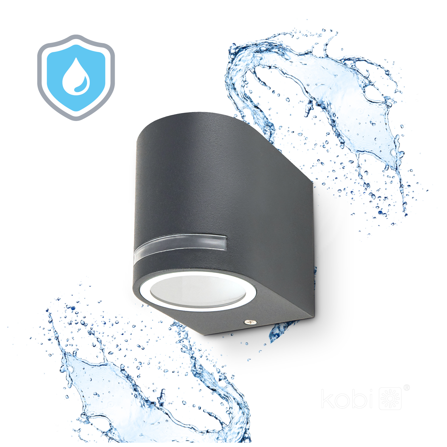 QUAZAR 8 - applique da esterno monoemissione 1xGU10 IP44 grigia, KOBI