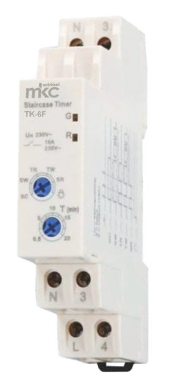 TK-6F - Electronic staircase light timer DIN rail guide 1 module, with 6 functions