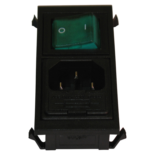 Spina rete tripolare da pannello con portafusibile e interr. verde BZ01012