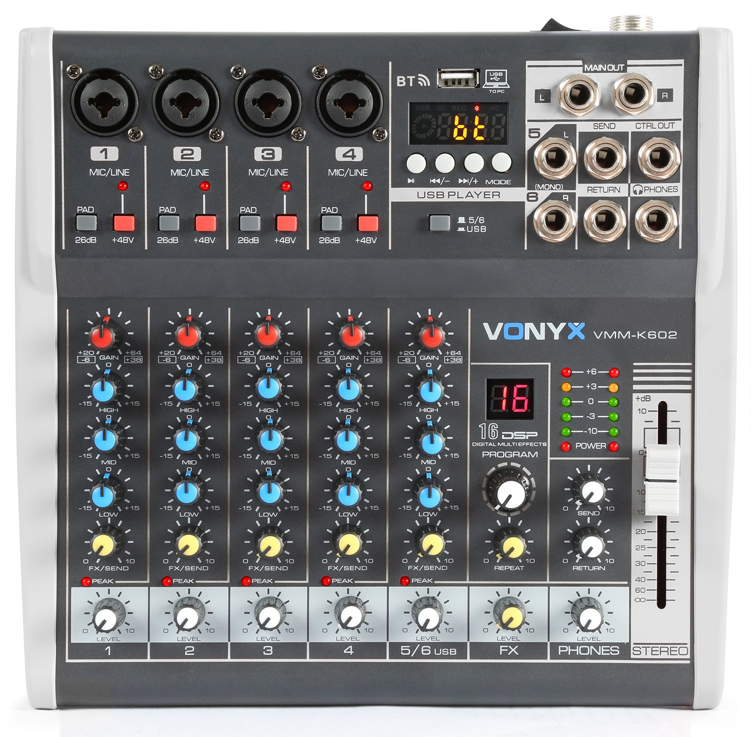 Mixer 6 canali funzione con DSP. Mod. VMM-K602