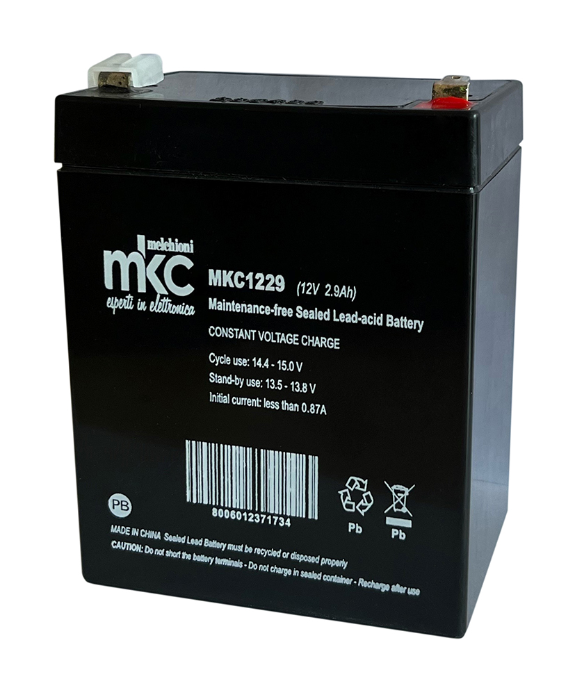 Rechargeable lead-acid battery 12V 2.9Ah with 4.8mm faston terminal MKC