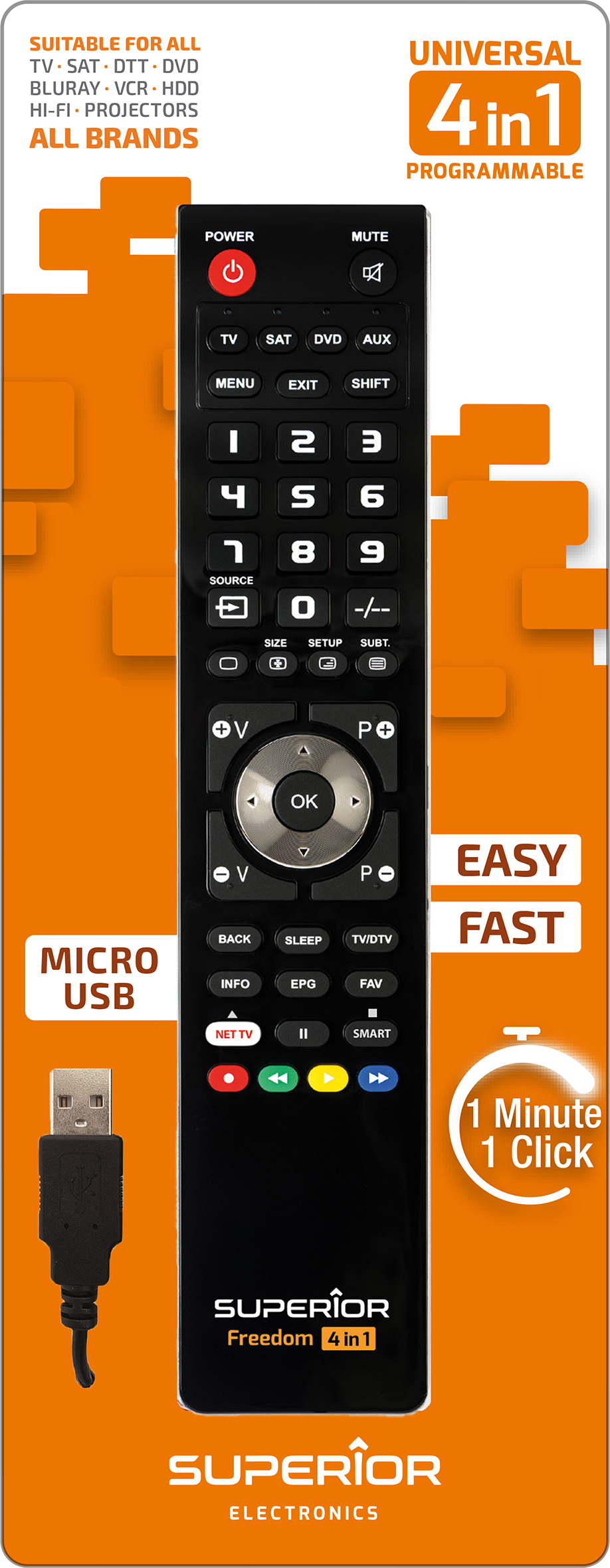 Telecomando programmabile via micro usb a 4 banchi di memoria FREEDOM 4:1