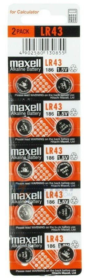 MAXELL LR43 batterie alcaline a bottone in blister da 10 pile MF(5X2)