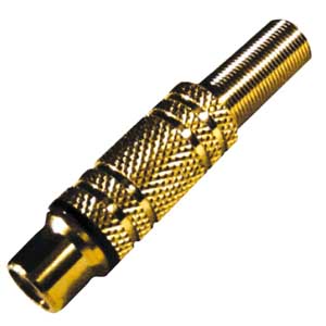 Presa Volante Dorata Coassiale RCA Schermata Con Guidacavo Nero PR/558N-C