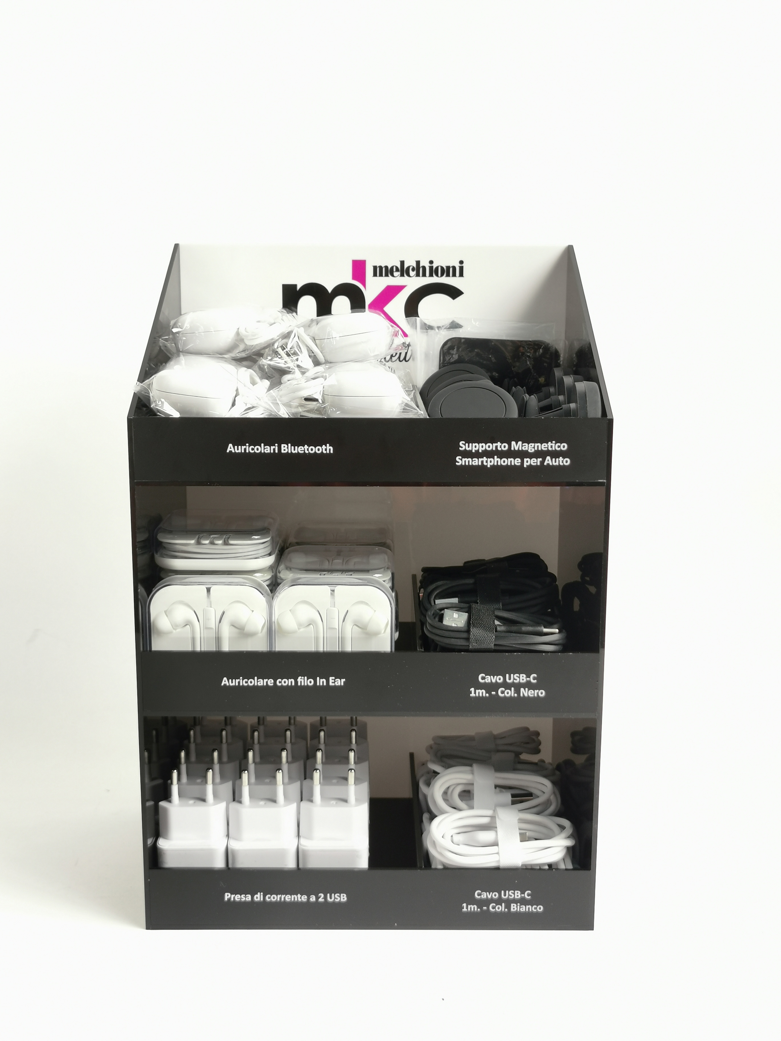 Espositore da banco per accessori smartphone – 80 pezzi