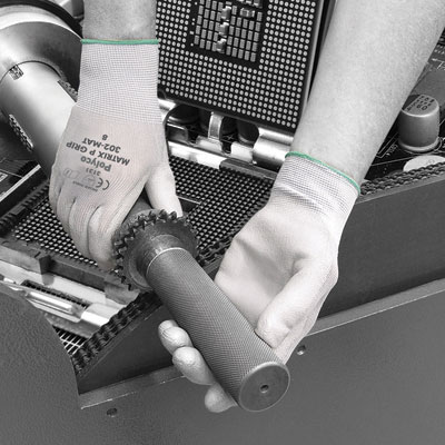 Pro-Safe white gloves with polyurethane coating, size 9/L