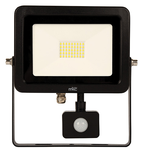 Faro HTP-S 30W, con sensore PIR, 4000K, Nero, MKC Light