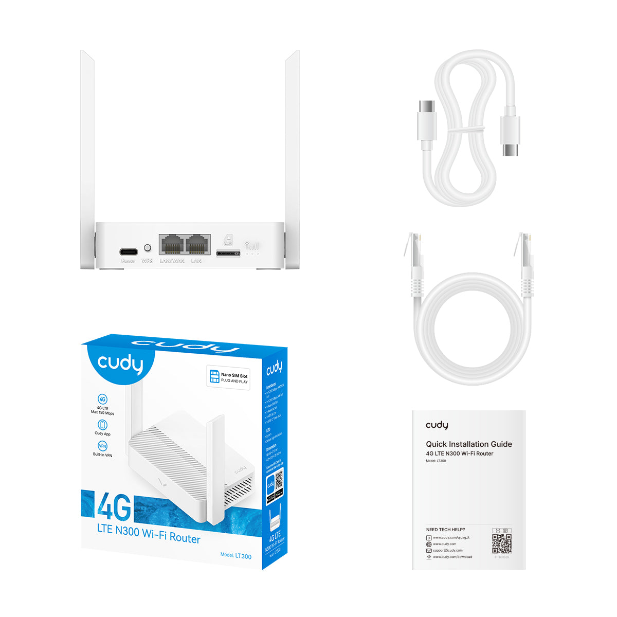 LT300 - N300 Wi-Fi 4G LTE Cat4  Router USB-C