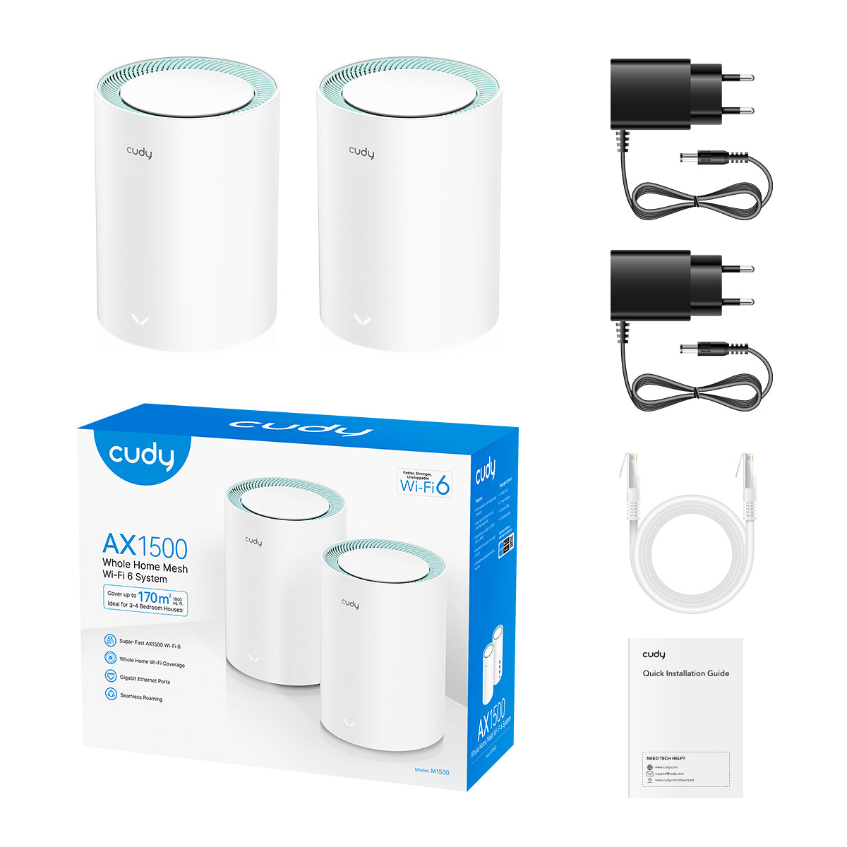 M1500(2-Pack) - AX1500 Gigabit Wi-Fi 6 Mesh Solution