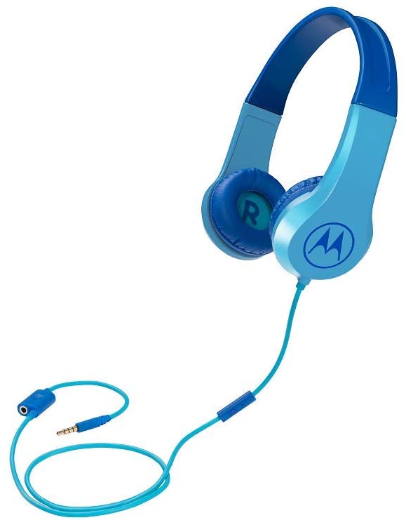 Wired stereo headphones with volume limiter, Model Squads 200 blue