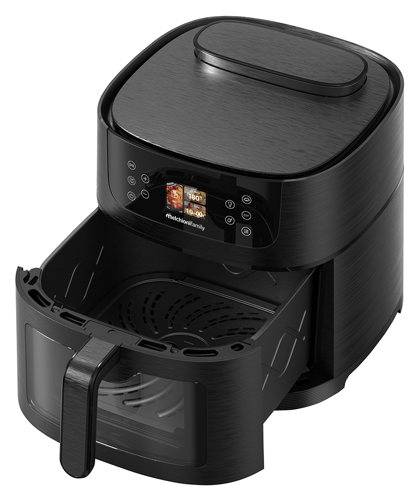 Friggitrice ad aria DORA 8L con intelligenza artificiale e funzione vapore soft nera