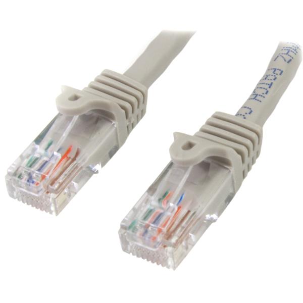 Startech.com 45PAT3MGR 3 m Gray Cat5e Snagless RJ45 UTP Patch Cable - 3m Patch Cord - Ethernet Patch Cable - RJ45 Male to Male Cat 5e Cable (45PAT3MGR)