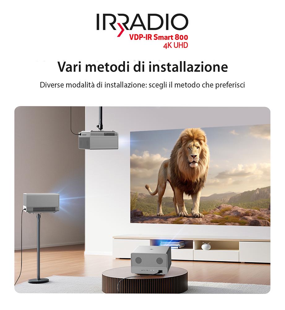 VDP-IR Smart 800 4K UHD - Videoproiettore 4K Ultra HD  2160p, con Sistema GTV