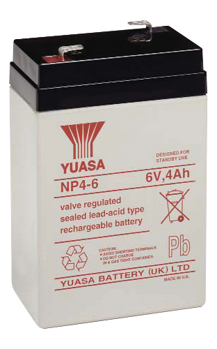 Rechargeable 6V 4Ah lead-acid battery YUASA