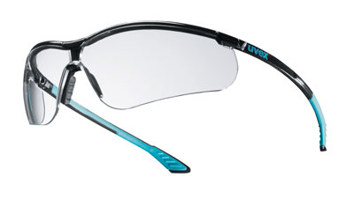 Sportstyle Spectacle Glasses, black frame (blue, clear lenses)