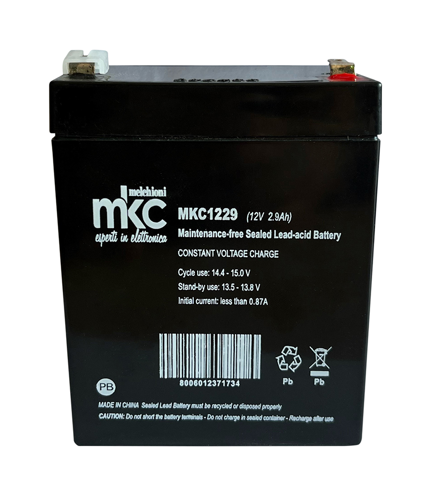 Rechargeable lead-acid battery 12V 2.9Ah with 4.8mm faston terminal MKC