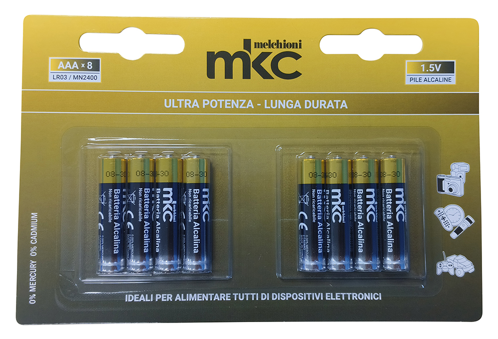 BATTERIA R03 AAA ALCALINA MKC BLISTER 8PZ