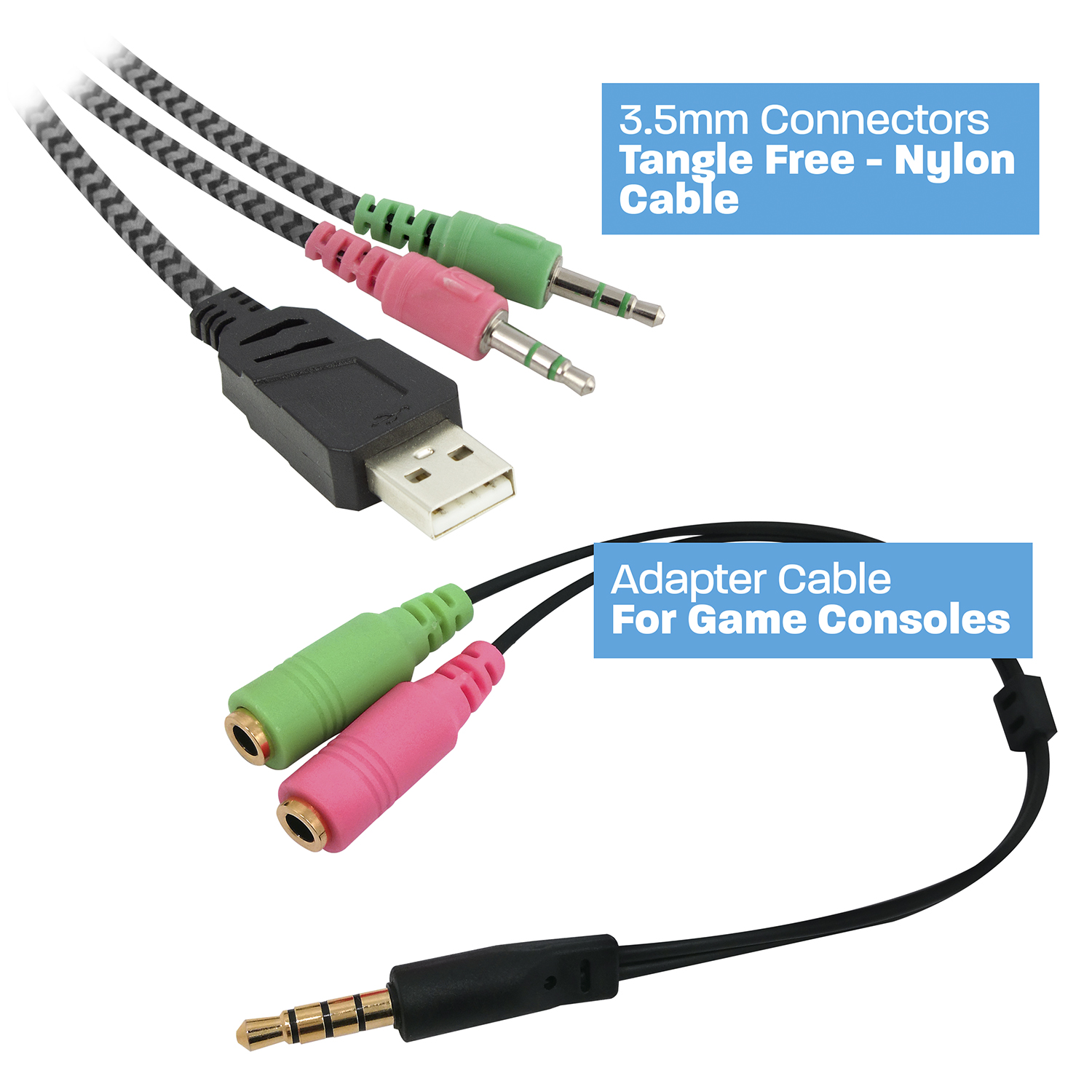 Auricolare Gaming con microfono, effetto luce, PC/Console - 2 x Jack 3.5mm + USB