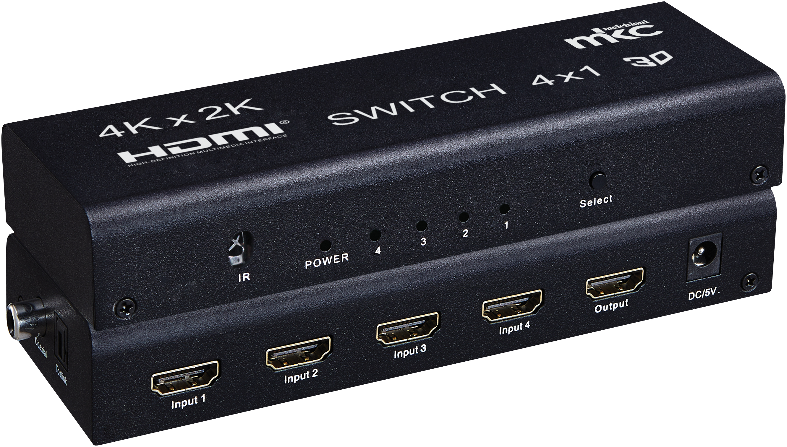 4K 30Hz HDMI Selector 4 IN × 1 OUT with Audio Extractor, model MK-DSW4-M