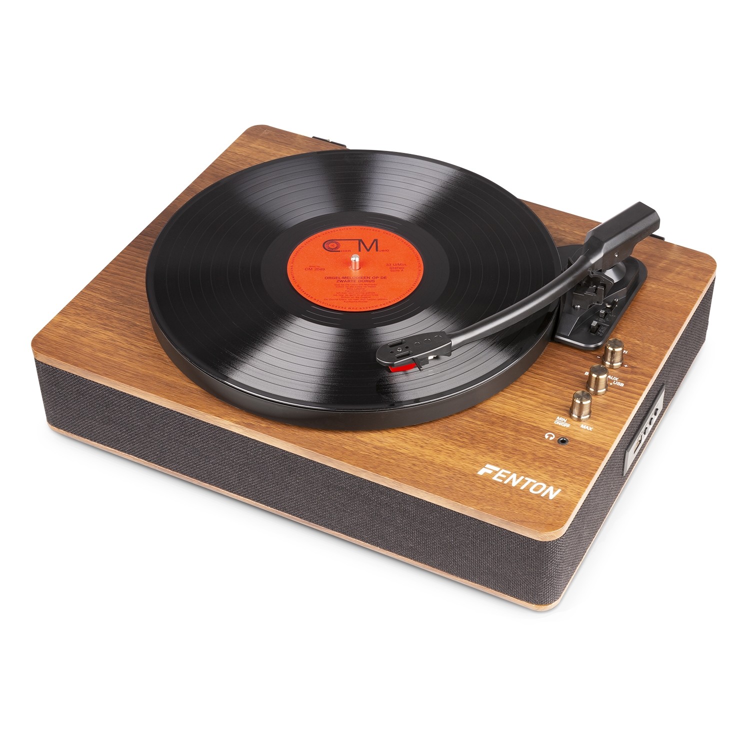 Giradischi HI-FI HQ, Amplificato con altoparlanti integrati e ricevitore Bluetoothcon, finitura in legno di noce RP162
