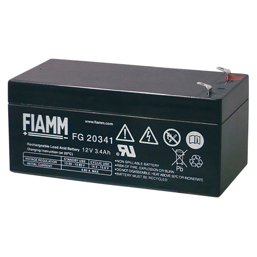12V 3.4Ah rechargeable lead-acid battery with 4.8mm Faston terminal FIAMM