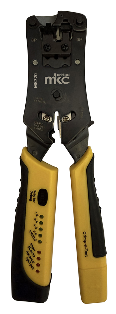 MK720 - Pinza crimpatrice 2 in 1 con TESTER INCORPORATO per 6P e 8P RJ11, RJ12, RJ45