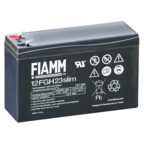 Batteria al piombo ricaricabile 12V 5Ah slim terminale faston 4.8mm FIAMM