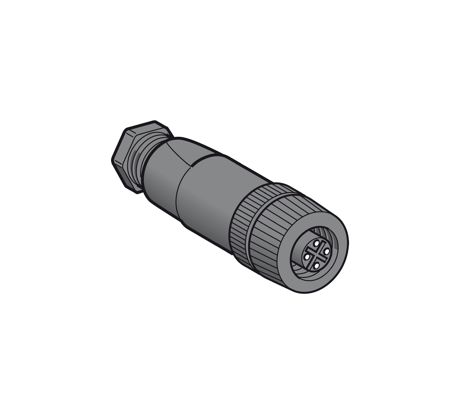 Female, M12, 4 pins, straight connector, Pg7 cable gland. XZCC12FDP40B