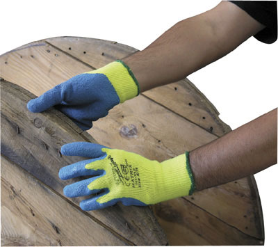 Thermal gloves with latex-coated palm, high visibility, size 10/XL