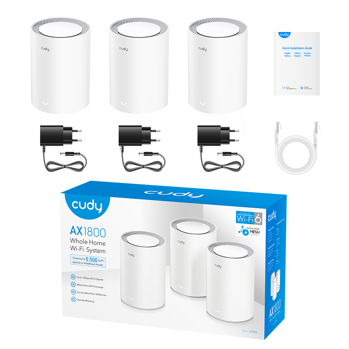 M1800(3-Pack) - AX1800 Wi-Fi 6 Mesh Solution